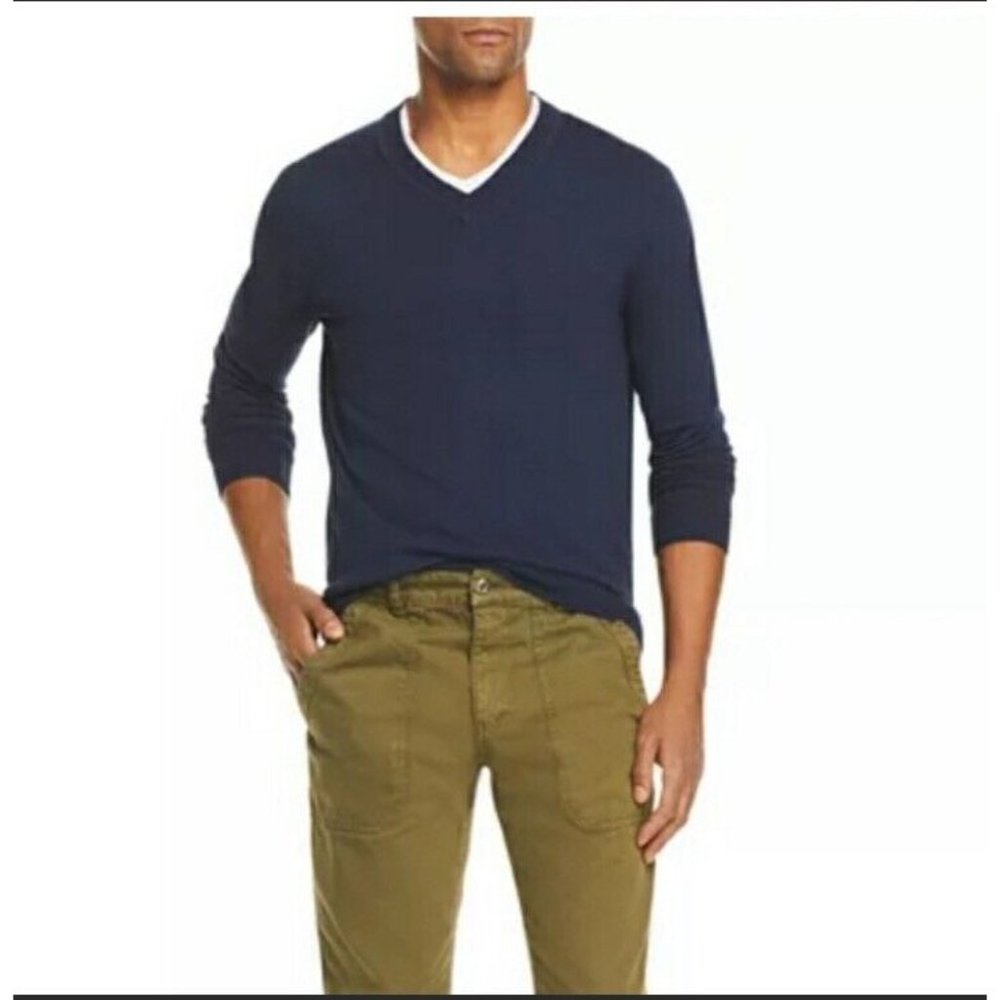 Turnbury 100% Extra Fine Merino Wool Sweater V Neck Blue Big Tall Man Sz 3XT EUC